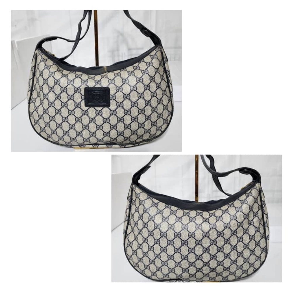 Authentic GUCCI Vintage GG Supreme Canvas Shoulder/Crossbody Bag Beige/Black - Picture 11 of 13